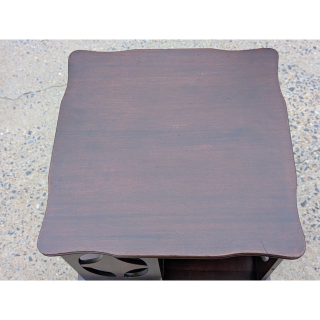 1940s Antique Ferguson Brothers Mfg. Co. Rotating Parlor Chair Side Bookcase/Table For Sale - Image 5 of 13