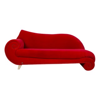 Red Velvet Fabric Three-Seater Sofa from Bretz Gaudi For Sale