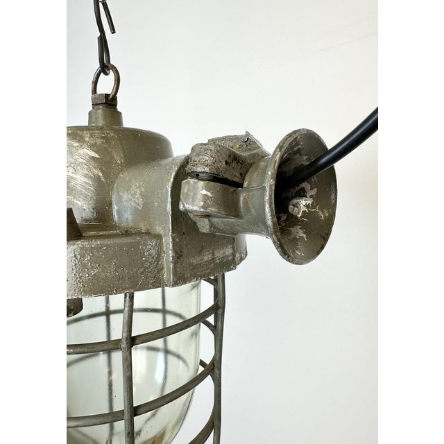 Metal Industrial Cast Aluminium Cage Pendant Light, 1960s For Sale - Image 7 of 18