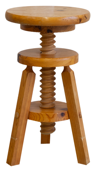 Swedish Adjustable Tripod Pine Stool, 1960s