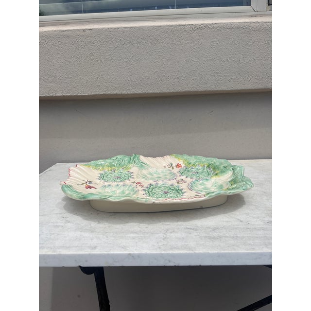 French Country 19th Century Rare Majolica Artichoke Platter Longchamp For Sale - Image 3 of 8
