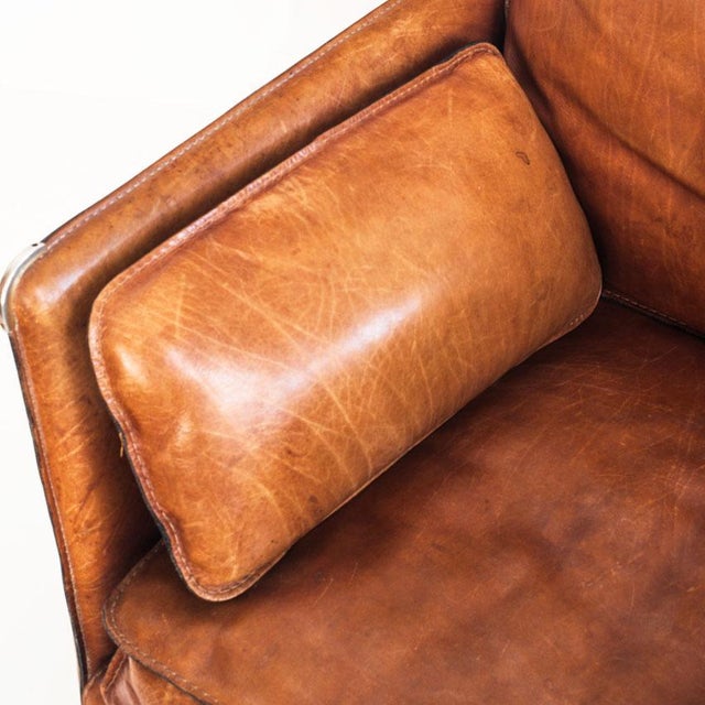 Vintage Camel Buffalo Leather Club Chair from Roche Bobois, France, 1980s For Sale - Image 15 of 18