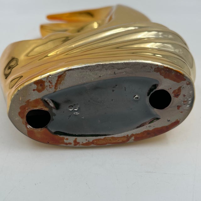 Vintage Modern Abstract Gold Ceramic Sculpture Fish or Rabbit For Sale - Image 9 of 10