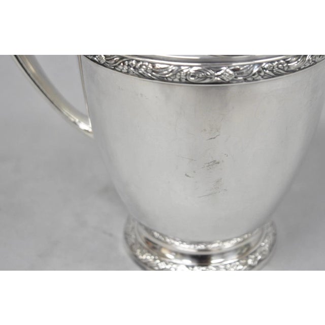 Vintage Victorian Oneida Maybrook Silver Plated Floral Repousse Water Pitcher For Sale In Philadelphia - Image 6 of 14