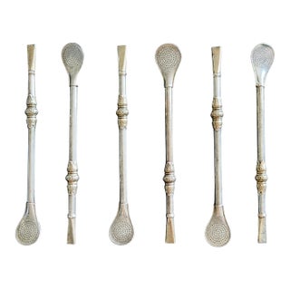 Genuine Vintage Alpacca Eberle German Silver Bombilla Straws for Yerba Mate - Set of 6 For Sale