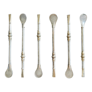 Genuine Vintage Alpacca Eberle German Silver Bombilla Straws for Yerba Mate - Set of 6