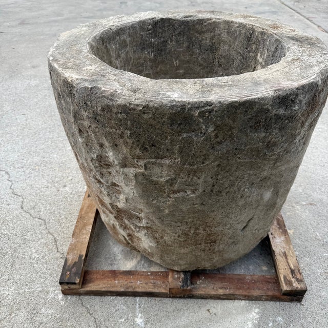 Contemporary Antique Limestone Trough 51626j 24"Dia For Sale - Image 3 of 9