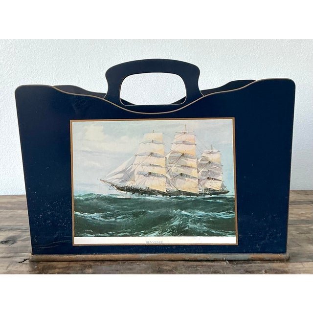 Vintage Regency Lacquered Sail Boat Newspaper Rack For Sale In West Palm - Image 6 of 12
