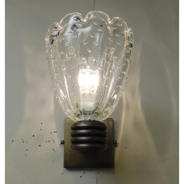 1950s Murano Bollicine Cups Sconces, a Pair For Sale - Image 9 of 10
