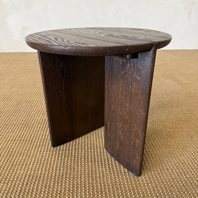 Contemporary Reclaimed Elm Side Table - Walnut Finish For Sale - Image 3 of 10