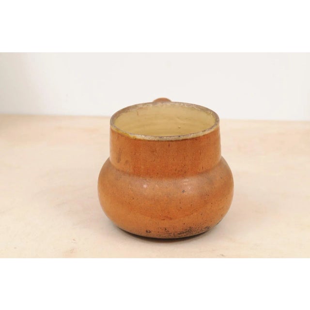 19th Century Rustic French Pottery Pot with Brown Glaze and Straight Handle For Sale - Image 4 of 10