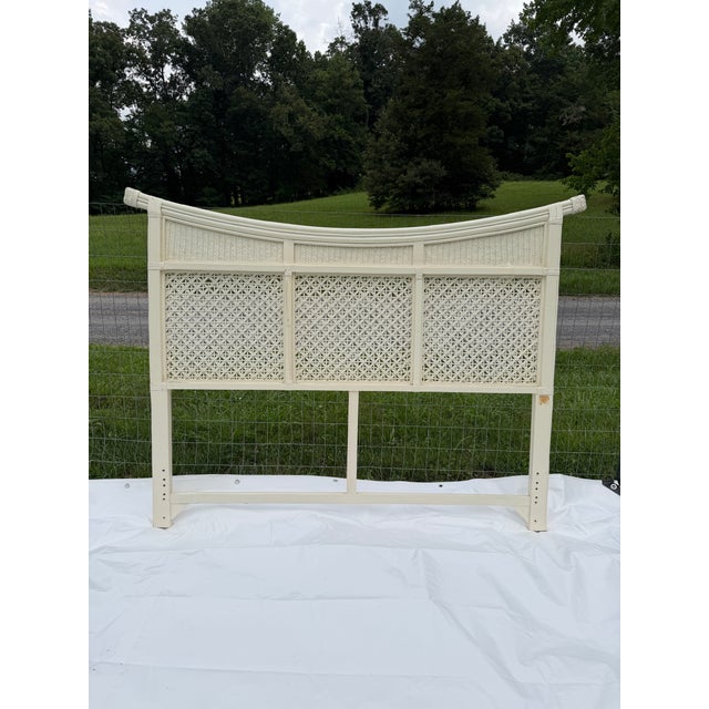 Cream Vintage Queen Bamboo Headboard For Sale - Image 8 of 8
