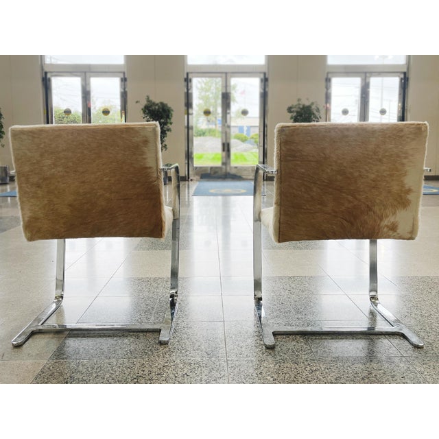 Bauhaus Style Cantilevered Steel Chairs in Pony Skin - A Pair For Sale - Image 13 of 15