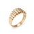 Stylish vintage ribbed diamond ring crafted in 14k yellow gold (circa 1980s). 29 diamonds total an estimated 0.52 carats...