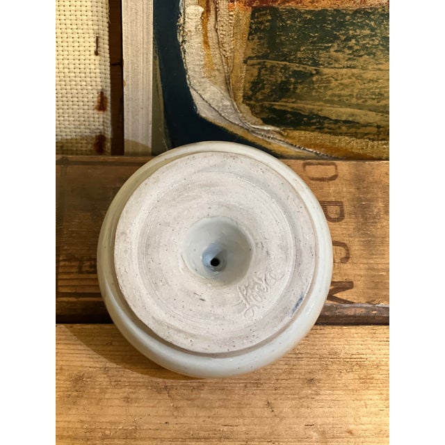 Blue 1970s Vintage Handmade Mid Century Modern Style Paper Weight Sculpture With Floral Motif For Sale - Image 8 of 8