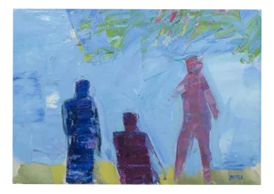 Lars Bertle, Three People in a Landscape, 1960s, Oil on Canvas