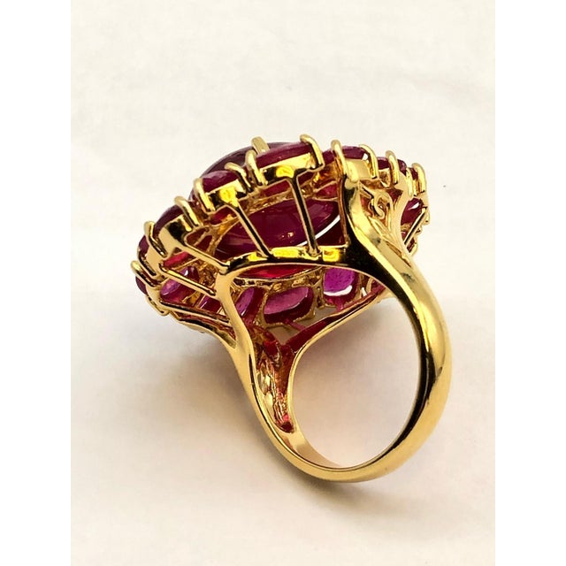 Bochic "Orient" Vintage 50 Carat Natural Multi Ruby Ring Set 18K Gold &Silver For Sale - Image 13 of 18