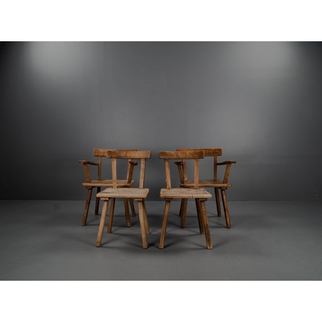 Black Brutalist 3KP Side Chairs in Oak, 1950s, Set of 4 For Sale - Image 8 of 18