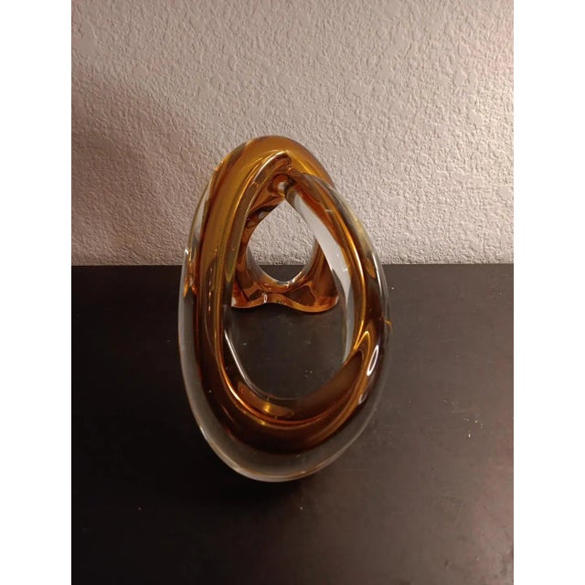 Italian Murano Italy Amber Sommerso Arch Freeform Sculpture For Sale - Image 3 of 8