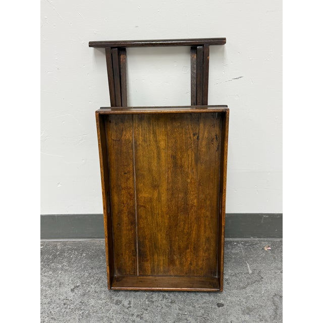 Brown Folding Wood Butler’s Tray Table, Vintage For Sale - Image 8 of 12