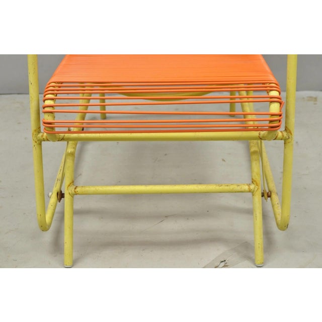 Vintage Mid Century Modern Orange Vinyl Spaghetti Strap Glider Lounge Chair For Sale - Image 9 of 18