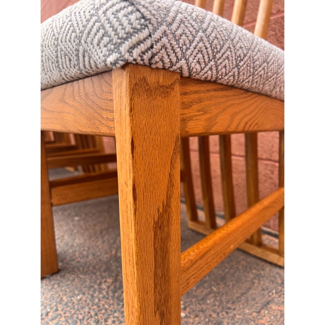 1990s Vintage Architectural Oak Dining Chairs- Set of 6 For Sale - Image 9 of 12