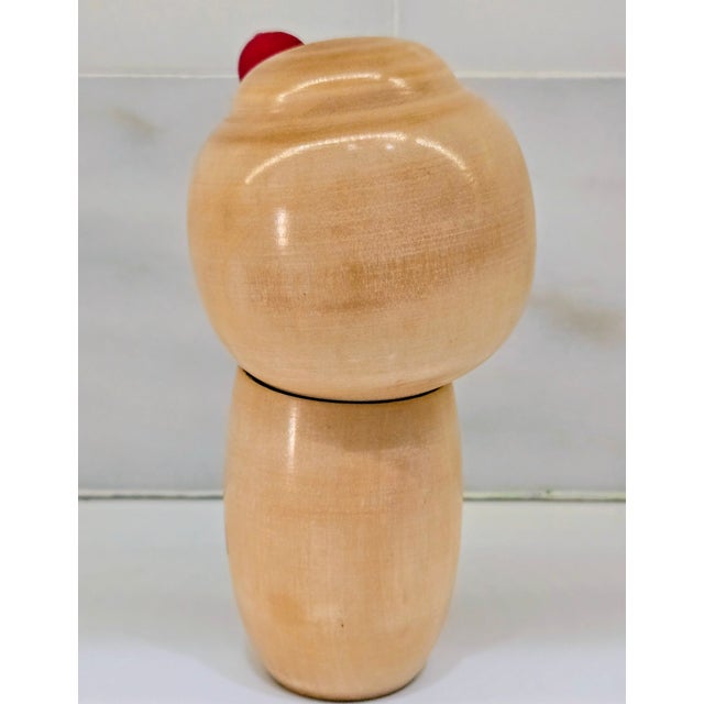 Wood Vintage Hand-Painted Japanese Kokeshi Doll With Blossoms For Sale - Image 7 of 8