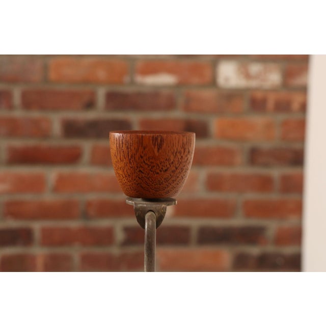 Vintage Gordon and Jane Martz Ochre Stoneware and Walnut Table Lamp With Finial For Sale - Image 14 of 14