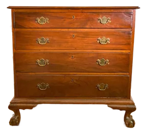 Antique Mid-1700s Chippendale New York Mahogany Chest of Drawers With Ball and Claw Feet