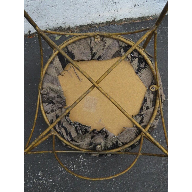 Brown Hollywood Regency Distressed Metal Small Child Vanity Side Chair For Sale - Image 8 of 11