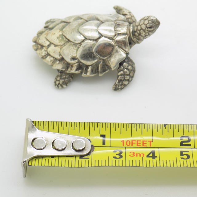 Vintage Italian Handmade Genuine Sterling Silver 925 Loggerhead Sea Turtle Figurine, 1980s For Sale - Image 12 of 13