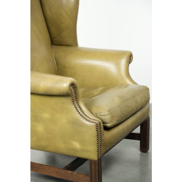 Wing Chair in Cowhide Leather For Sale - Image 14 of 15