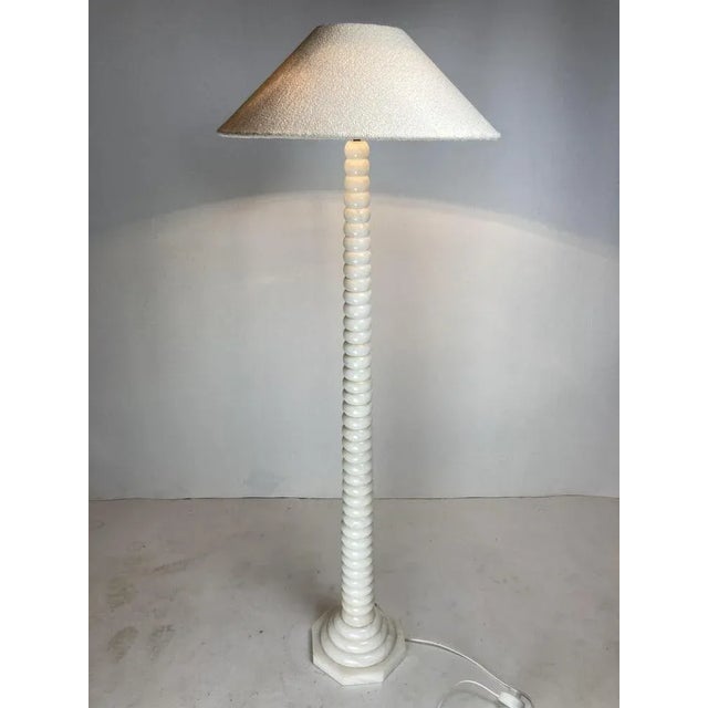 Mid-Century French Alabaster Floor Lamp with Bouclé Shade, 1950s For Sale - Image 6 of 11