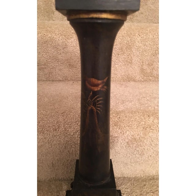 Hand-Painted Black Wooden Chinoiserie Lamp For Sale In Atlanta - Image 6 of 12