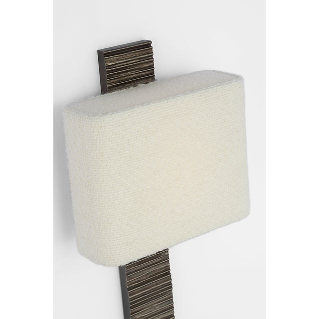 Anne-Marie Barton for Visual Comfort Signature Fumar 23" Tail Sconce in Ridged Graphite with Bouclé Shade For Sale In Houston - Image 6 of 14