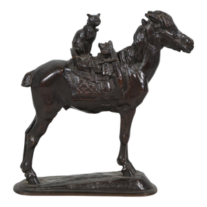Late 19th Century Emmanuel Fremiet Horse & Cat Bronze Sculpture