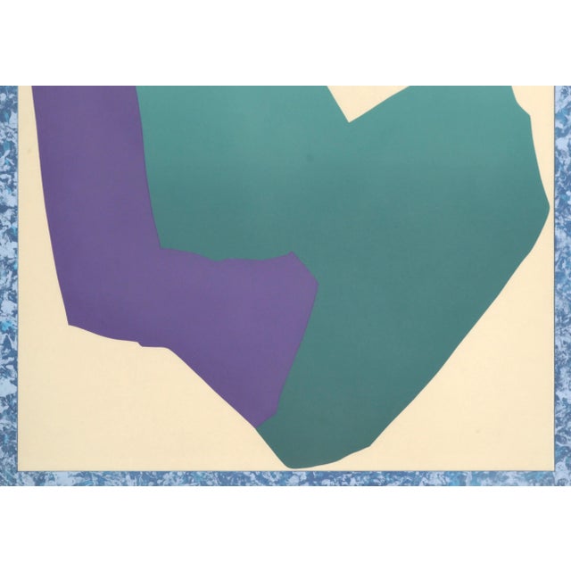 Teal and Purple Abstract Geometric Multi-Layer Screenprint For Sale - Image 4 of 6