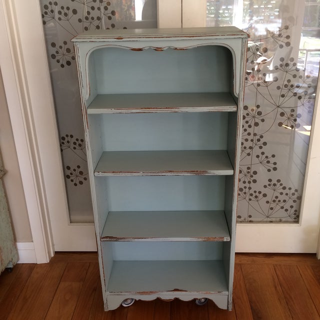 1940s Vintage French Country Bookcase Solid Mahogany Painted French