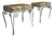 Italian Wrought Iron Stools with Floral Upholstery, 1950s, Set of 2 For Sale