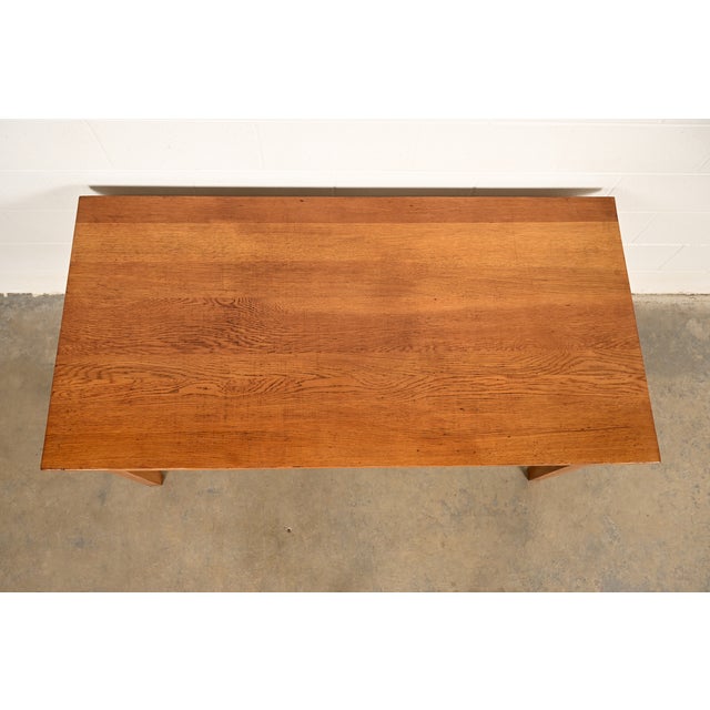 Antique Mission Oak Arts & Crafts Writing Desk or Library Table by A. J. Johnson & Sons, Circa 1900 For Sale - Image 10 of 13