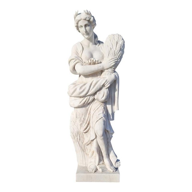Precious statues in white marble, depicting the "four seasons" suitable for furnishing gardens with style. Summer with the...