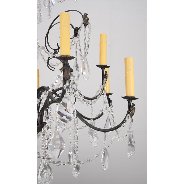 Late 20th Century French Style Twelve Light Crystal Chandelier For Sale - Image 4 of 15