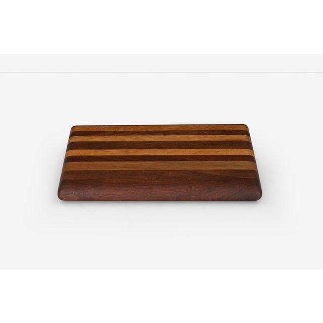 Arts & Crafts 1960s Arthur Espenet Carpenter Wood Block, Solid Alternating Walnut and Mahogany Strips For Sale - Image 3 of 5