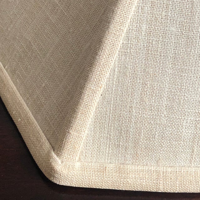 Vintage Hexagonal Hurricane Linen Lamp Shade For Sale - Image 12 of 12