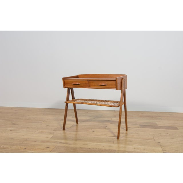 Mid-Century Teak and Rattan Console Table from Søren Rasmussen, Denmark, 1960s For Sale - Image 17 of 17