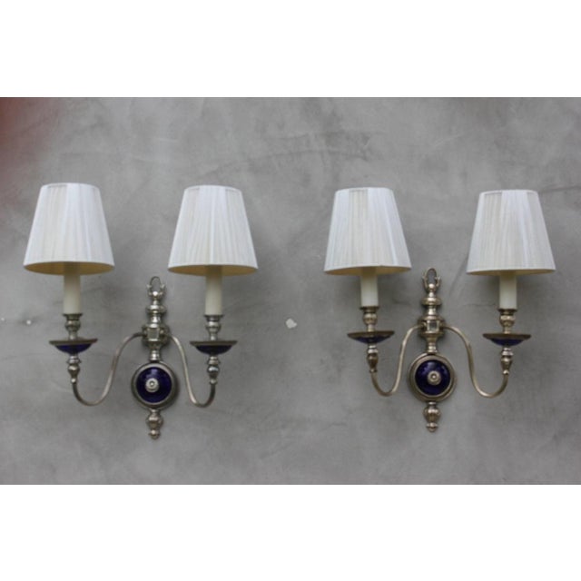 French Art Nouveau Wall Sconces in Cobalt Blue Glass, 1940s, Set of 2 For Sale - Image 11 of 11