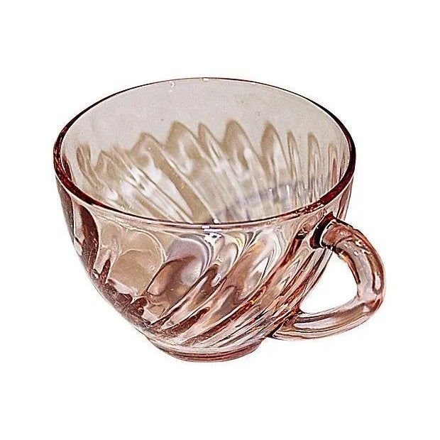 Durand French Swirled Pink Arcoroc Teacups - Set of 8 For Sale - Image 4 of 5