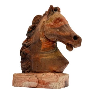 Marbled Terra Cotta Horse Bust For Sale