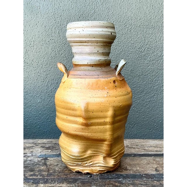 Vintage Handcrafted Studio Pottery Vase For Sale - Image 9 of 12