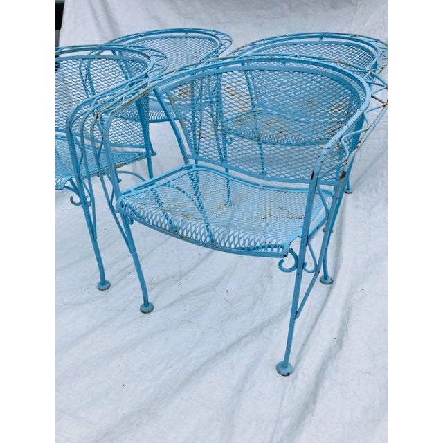 Mid-Century Modern 1940s Mid-Century Salterini Woodard Wrought Iron Patio Chairs - Set of 4 For Sale - Image 3 of 10